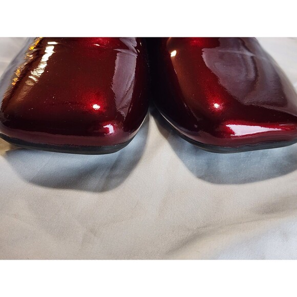 Empress Square Toe Flats Wine Patent Leather Slip on Elastic Strap EU 42 US 12 - Picture 6 of 14